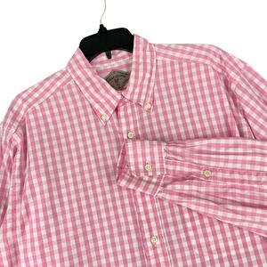 Bills Khakis Preppy Gingham Button Down Sport Shirt Men L USA Business Casual